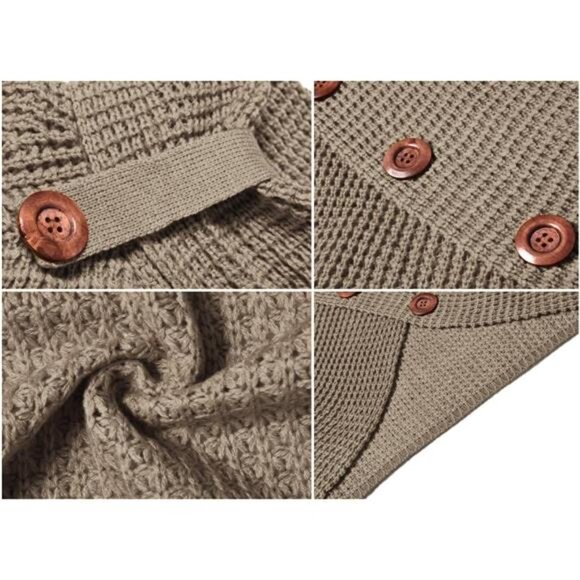 Womens Chunky Knit Sweater Turtleneck Long Sleeve Pullover Loose Asymmetric Top - Picture 4 of 7